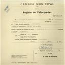 Registo de velocípede de marca Cicles R.P., com o nº 2688, em nome de Joaquim de Castro, morador em Fonte Aranha.
