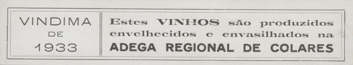 Rótulo de certificados de marca da Adega Regional de Colares.