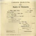 Registo de velocípede de marca Cicles R.P., com o nº 2825, em nome de António Sebastião Antunes, morador em Coutinho Afonso.