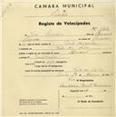 Registo de velocípede de marca Standard com o nº 1414, em nome de José Simões, morador em Vale de Lobos.