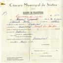 Registo de velocípede com o nº 5693, em nome de Miguel Duarte, morador em Carrascal.