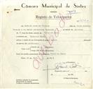 Registo de velocípede com o nº 8960, em nome de António Antunes Cassona, morador em Covas de Ferro.