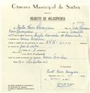 Registo de velocípede de marca N.S.U., com o nº 8362, em nome de Nestor Neves Laranjeira, morador em Mem Martins.