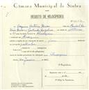 Registo de velocípede com o nº 5547, em nome de Joaquim António Broas, morador em Almorquim.