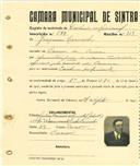 Registo de matricula de cocheiro profissional em nome de Joaquim Carvalho, morador no Cacém de Cima, com o nº de inscrição 598.
