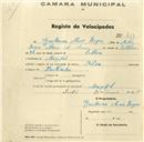 Registo de velocípede com o nº 469, em nome de Guilherme Nunes Roque, morador em Mucifal.