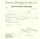 Registo de um veiculo de duas rodas tirado por um animal de espécie cavalar destinado a transporte de mercadorias em nome de Coelho e Leitão, sediada em Lameiras. 