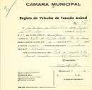 Registo de um veiculo de duas rodas tirado por um animal de espécie cavalar destinado a transporte de mercadorias em nome de José das Dores da Silva Lino, morador na Quinta do Moinho Velho em Rio de Mouro.