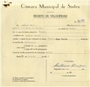 Registo de velocípede de marca Gloria, com o nº 9679, em nome de António Dias, morador em Queluz.