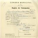 Registo de velocípede com o nº 3412, em nome de Maria Fernanda Valença de Velasco Martins, moradora em Rua Celestino Balsemão nº 18, Queluz.