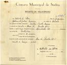 Registo de velocípede de marca Lambreta, com o nº 9784, em nome de Estevão da Silva, morador em Rua da Pendoa, Sintra.