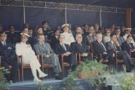 Mário Soares, Presidente da República portuguesa, Aníbal Cavaco Silva, primeiro ministro, Rui Silva, Presidente da Câmara Municipal de Sintra, na comemoração do aniversário da Base Aérea n.º 1 de Sintra.