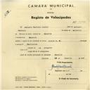 Registo de velocípede de marca Cicles R.P., com o nº 2823, em nome de António Bertolo Júnior, morador em Maceira.