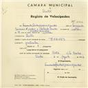 Registo de velocípede de marca Bernes, com o nº 2632, em nome de Fernando Santos Moreira Mendes, morador em Sintra.