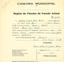 Registo de um veiculo de duas rodas tirado por dois animais de espécie asinina destinado a transporte de mercadorias em nome de António de Melo Corte Real, morador na Praia das Maçãs.