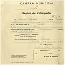 Registo de velocípede de marca Olympique, com o nº 1241, em nome de Manuel Felisberto, morador em Faião.