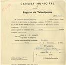Registo de velocípede de marca União, com o nº 3466, em nome de Augusto Paulos Francisco, morador em Bolembre.