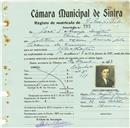 Registo de matricula de velocipedista em nome de José de Araújo Duarte, morador na Várzea de Sintra, com o nº de inscrição 793.