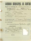 Registo de matricula de velocipedista em nome de Agostinho Manuel Francisco Vicente, morador no Algueirão, com o nº de inscrição 1141.