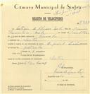 Registo de velocípede de marca Especial, com o nº 7333, em nome de António de Oliveira Melo, morador em Sintra.