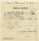 Registo de velocípede de marca Caravela, com o nº 7984, em nome de José António Machado Patrício, morador em Lameiras.