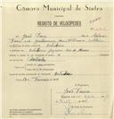 Registo de velocípede com o nº 6900, em nome de João Freire, morador em Estribeira, Freguesia de Rio de Mouro.