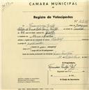 Registo de velocípede de marca Raleiy, com o nº 2201, em nome de Francisca Gil, moradora em Mem Martins.