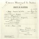 Registo de velocípede de marca Especial, com o nº 5222, em nome de Alivio Saraiva da Costa, morador em Algueirão.