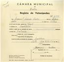 Registo de velocípede com o nº 3262, em nome de Manuel Mendes Coelho, morador em Montelavar.