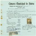 Registo de matricula de velocipedista em nome de Francisco António dos Santos, morador em Cabriz, com o nº de inscrição 423.