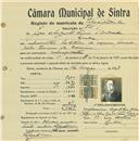 Registo de matricula de velocipedista em nome de José Augusto Freire de Andrade, morador em Queluz, com o nº de inscrição 721.