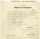 Registo de velocípede de marca Champion, com o nº 37, em nome de António Luís Pardal Júnior, morador em Cacém.