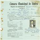 Registo de matricula de velocipedista em nome de Ernesto Domingos Dias, morador em Bolembre, com o nº de inscrição 870.