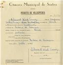 Registo de velocípede de marca Famel, com o nº 8082, em nome de Edmundo Duarte Tomás, morador em Ribeira de Carenque.