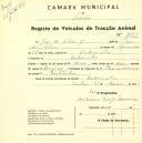 Registo de um veiculo de duas rodas tirado por um animal de espécie asinina destinado a transporte de mercadorias em nome de José da Silva, morador em Cabecinha.