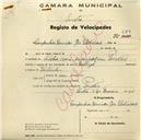 Registo de velocípede de marca Raleigh, com o nº 679, em nome das Companhias Reunidas de Gás e Eletricidade, com sucursal em Pendão.