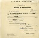 Registo de velocípede com o nº 742, em nome de Artur Lopes Miranda, morador em Algueirão.