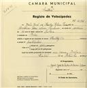 Registo de velocípede com o nº 2194, em nome de João José de Freitas Ribeiro Pacheco, morador em Belas.