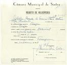 Registo de velocípede de marca Nacional, com o nº 8545, em nome de António Alexandre da Conceição Machado, morador em Terrugem.