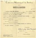 Registo de velocípede com o nº 7599, em nome de António Jorge Rolo Roussado, morador em Mourão, freguesia de Montelavar.