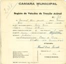 Registo de um veiculo de duas rodas tirado por um animal de espécie muar destinado a transporte de mercadorias em nome de Manuel Dias Amado, morador no Cacém de Cima.