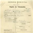 Registo de velocípede de marca Império, com o nº 4175, em nome de Policarpo Filipe Gomes, morador em Idanha.