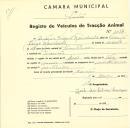 Registo de um veiculo de duas rodas tirado por três animais de espécie muar destinado a transporte de mercadorias em nome de António Vicente Roussado, morador em Mourão.