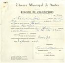 Registo de velocípede de marca Mavic, com o nº 9500, em nome de Francisco Jorge, morador em Mucifal.