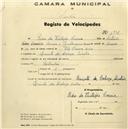 Registo de velocípede com o nº 1332, em nome de António Dias Mendes L., morador em Pero Pinheiro.