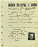 Registo de matricula de velocipedista em nome de Luís Francisco Pedro, morador na Pernigem, com o nº de inscrição 1727.