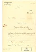 Construção de uma casa em Fonte das Eiras, Agualva em nome Joaquim Filipe da Silva, com o Processo OB nº 350/1923, com a licença de construção nº 407 de 23/10/1923.