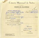Registo de velocípede com o nº 9686, em nome de António Monteiro Guerra, morador em Belas.