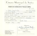 Registo de um veiculo de duas rodas tirado por dois animais de espécie bovina destinado a transporte de mercadorias em nome de António Miguel Freitas, morador em Monte Arroio.