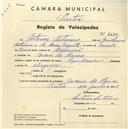 Registo de velocípede com o nº 3690, em nome de António Antunes, morador em Cacém de Baixo.